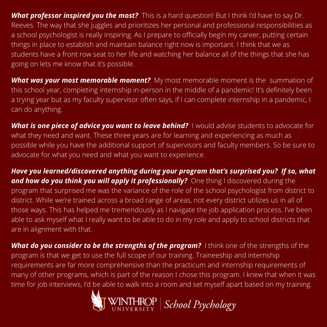 School Psychology - Winthrop University tweet media