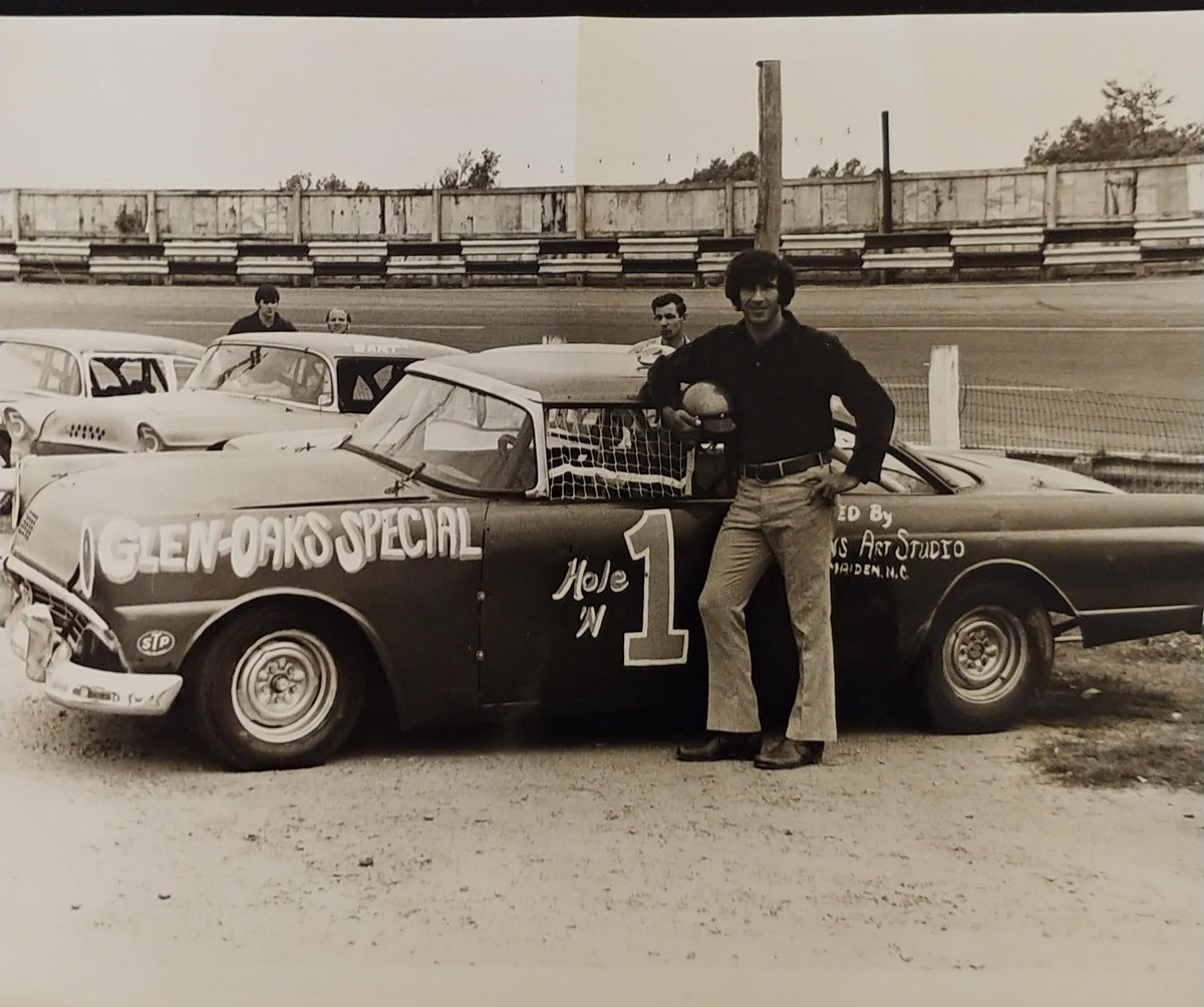 GlennNJarrett's tweet photo. Stop laughing.. We all started somewhere ! Me at Hickory Speedway, fall of 1972, Rookie Division. Not sure why I had a helmet in my hand...with all that hair  my head was totally safe! I was saving $$ on haircuts to buy tires ! https://t.co/BjFxJ4254X