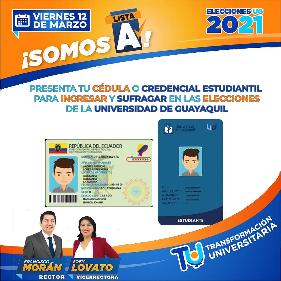 ProFacsoUG's tweet photo. 📌#PROFACSOINFORMA
A todos nuestros compañeros que pueden acercarse a sufragar el día de mañana con cédula de identidad y en el caso que tengas tu credencial adjuntala. No lo olvides!

Este 12 de marzo tienes un compromiso ineludible con nuestra Universidad. #RayaTodoLista🅰️ https://t.co/jhVOH9Q4fo