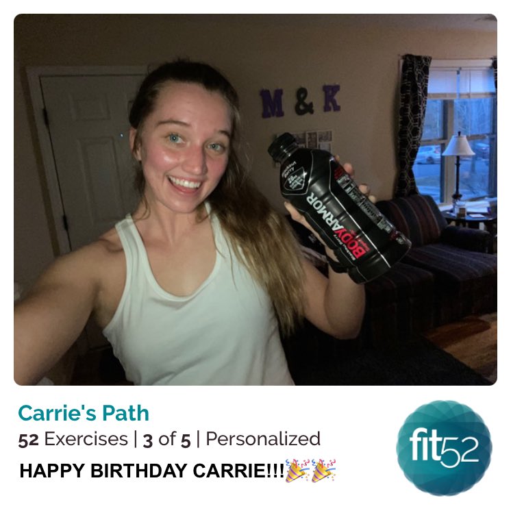 natalieseay15's tweet photo. Happy Birthday ⁦@carrieunderwood⁩ ! Here’s another workout completed just for you ;) I did arms/abs tonight and it hurtttttt. ⁦@fit52⁩ #fit52 ⁦@CALIAbyCarrie⁩ #CALIAbyCarrie #ChooseYou ⁦@DrinkBODYARMOR⁩ #commit2fit52 #commit2fitchallenge #carrieunderwood https://t.co/Jjff0raWa4