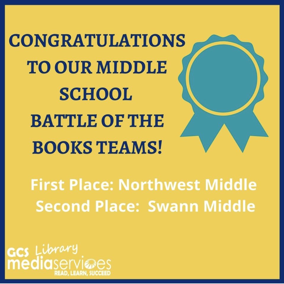 NancyCravey's tweet image. Today our #GCSLibraryMedia Middle School Battle of the Books Teams participated in a virtual competition. Congratulations to all of the participants and coaches. It was another amazing day and we are so proud of our students! #NCMBOB  @NCSLMA @strange_natalie