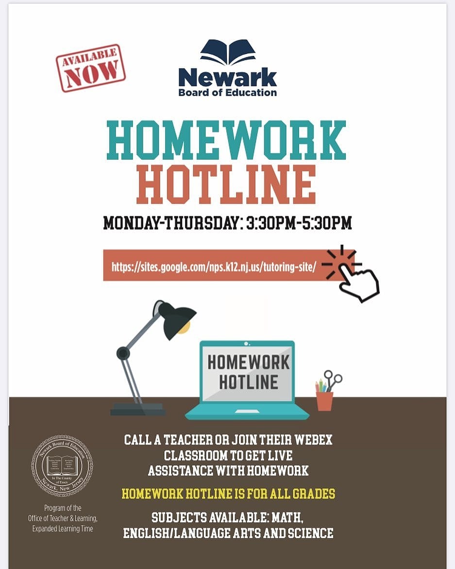 ELT_Newark's tweet photo. Do you have homework questions that need answers? Well, help is only a click away! The homework hotline is open to all grades Mon-Thurs from 3:30-5:30. Teachers are live and available to assist. Don't hesitate to click below and get the help you need today https://t.co/hJ8qYYmm2G https://t.co/fRbsueHg4T