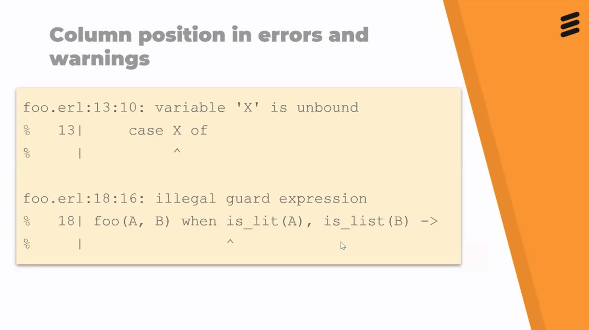 michalslaski's tweet image. Column position in errors and warnings

(3/5) #codeBEAMv