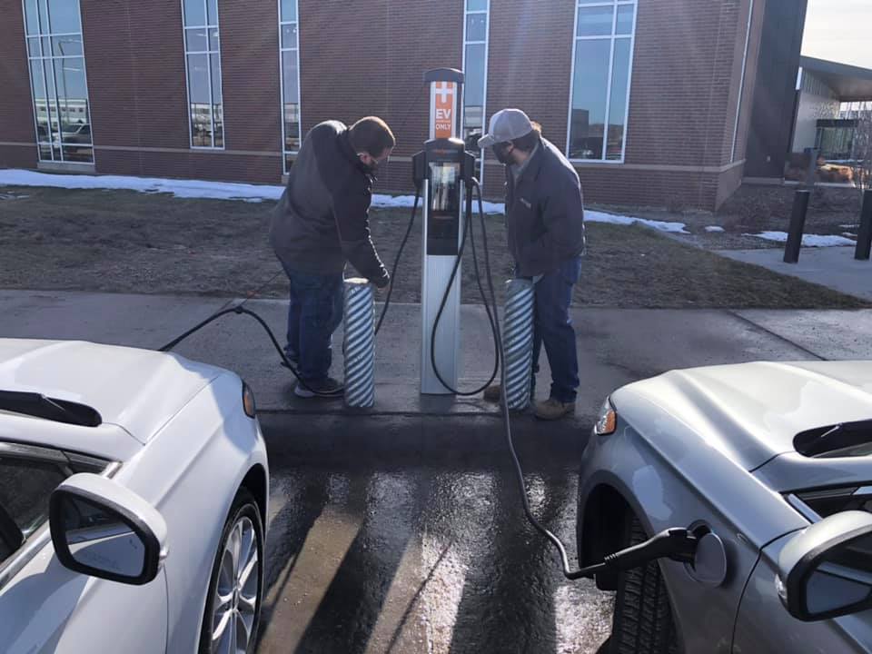 Central Community College's newly open charging station at the Kearney Center is now open to the public! Another public charging station will soon open in GI.  Both will charge $1 an hour with a $2 minimum and $20 maximum.