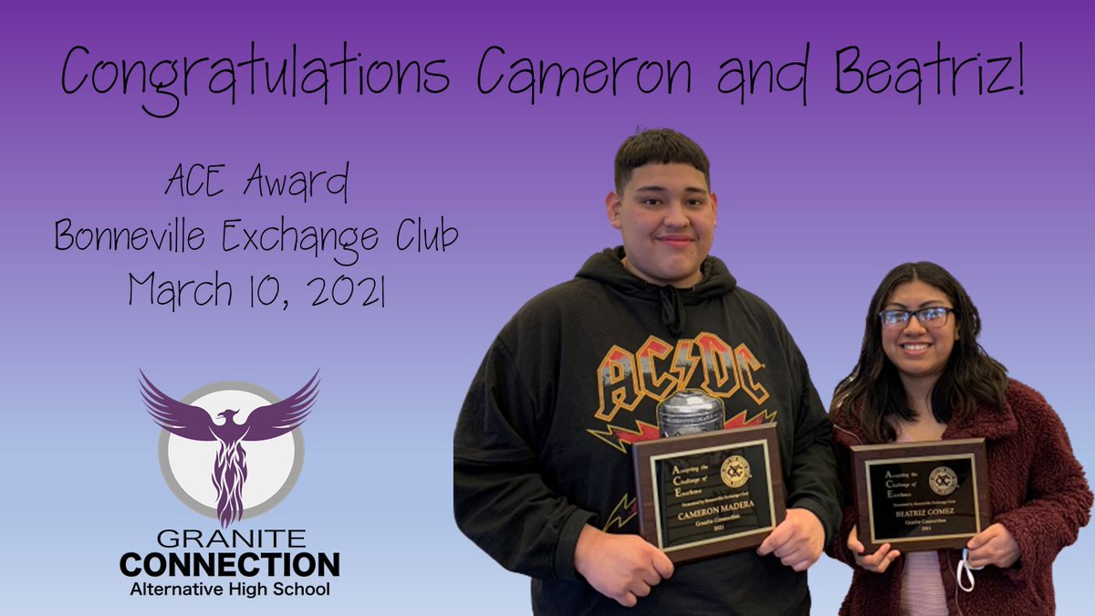 ConnectionHS's tweet photo. Congratulations to Cameron and Beatriz for winning the ACE Award from the Bonneville Exchange Club! https://t.co/fUB87p9Tq2