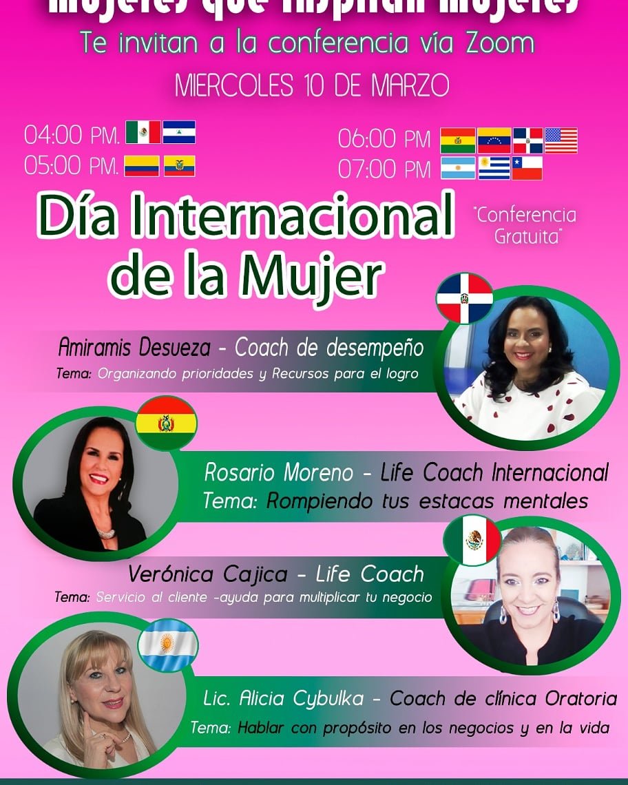 AliciaCybulka's tweet photo. Feliz día de la Mujer! Los invito a la conferencia que daremos Hoy! 4 Coches Latam. Tips para la mujer en el mundo empresarial, valores y #Liderazgo #Negocios #Oratoria #Cambio https://t.co/R5yHEMFakG