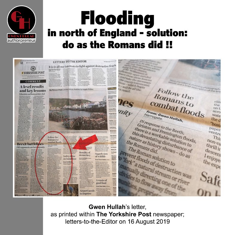 GwenHullah's tweet photo. Follow the Romans to combat floods

Gwen Hullah's letter-to-the-Editor printed in The Yorkshire Post @yorkshirepost on August 16 2019, regarding floods of Reeth, Grinton and Flemington

https://t.co/I7bP5IWTEi https://t.co/BIrOJddtHW