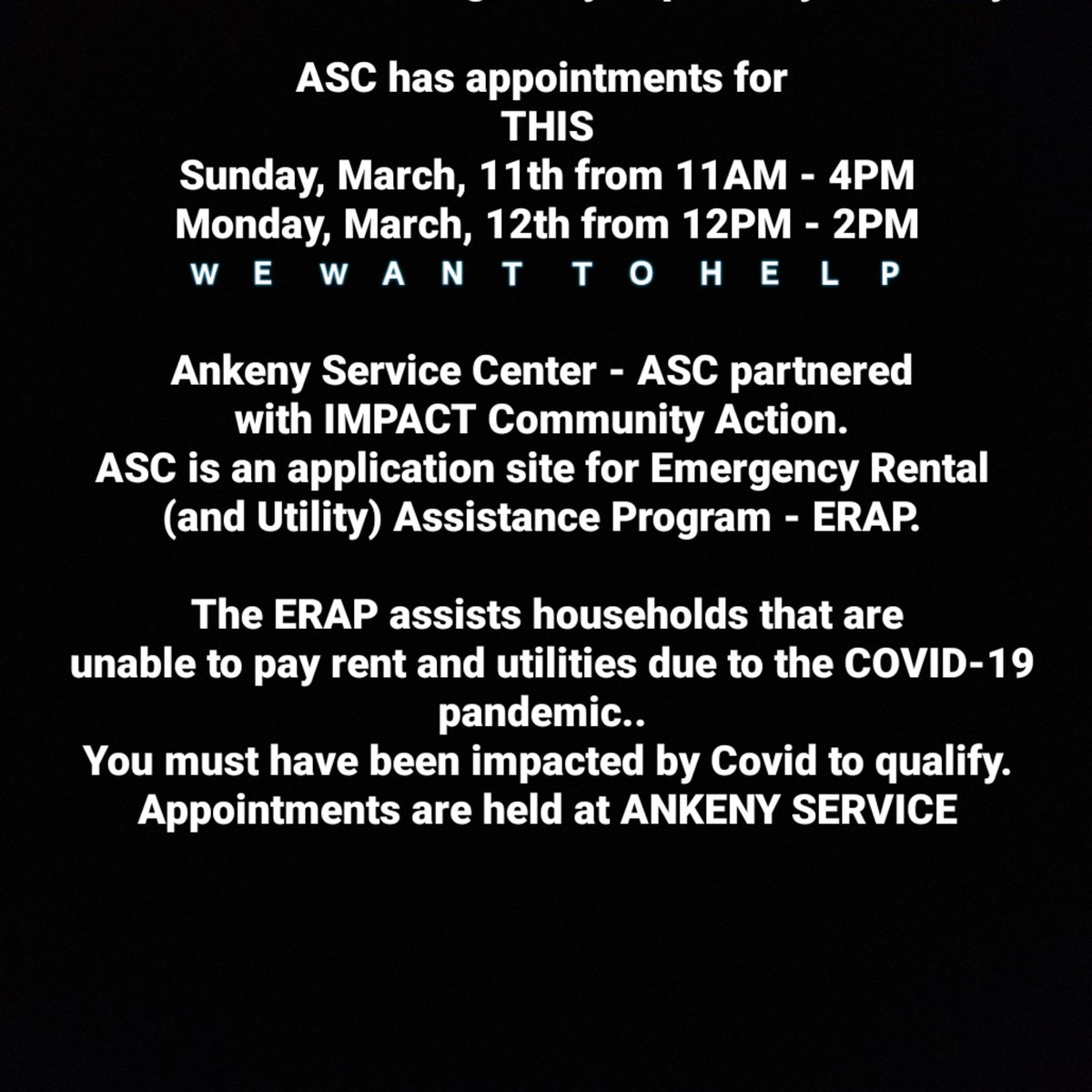 This weekend! Have you been impacted by Covid and need help with rent?