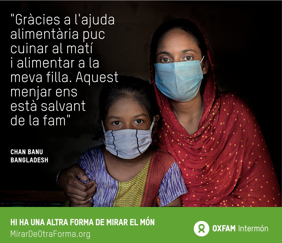 #COVID19: treballem perquè ningú es quedi enrere:
🍚Fent front a la fam
💧Evitant contagis en llocs difícils
👪 Ajudant a les famílies amb menys recursos
El món es pot mirar d'una altra manera. Actua avui per un món millor. #MirarDeOtraForma.
🔗 bit.ly/AltraFormaDeMi…