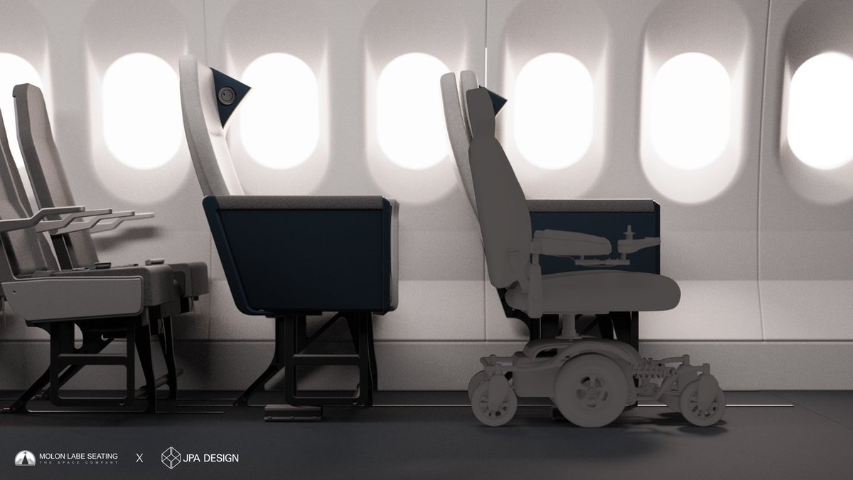 Currently passengers in wheelchairs can’t fly in them. They must transfer from their wheelchair into a Skychair to get down the narrow aisle and then transfer again into their airline seat.
ow.ly/KuYP50DVycv