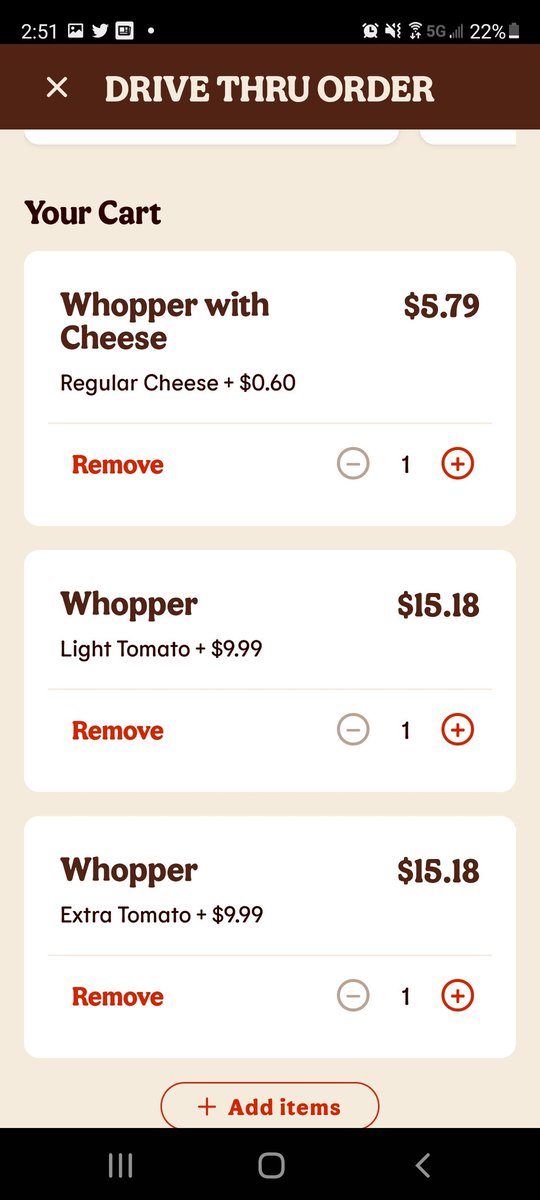 TattedBeautii's tweet photo. @BurgerKing umm wtf $10 for tomatoes?!?!?!?!?! Guess I'll be going to @Wendys https://t.co/XdBVxGRDHd