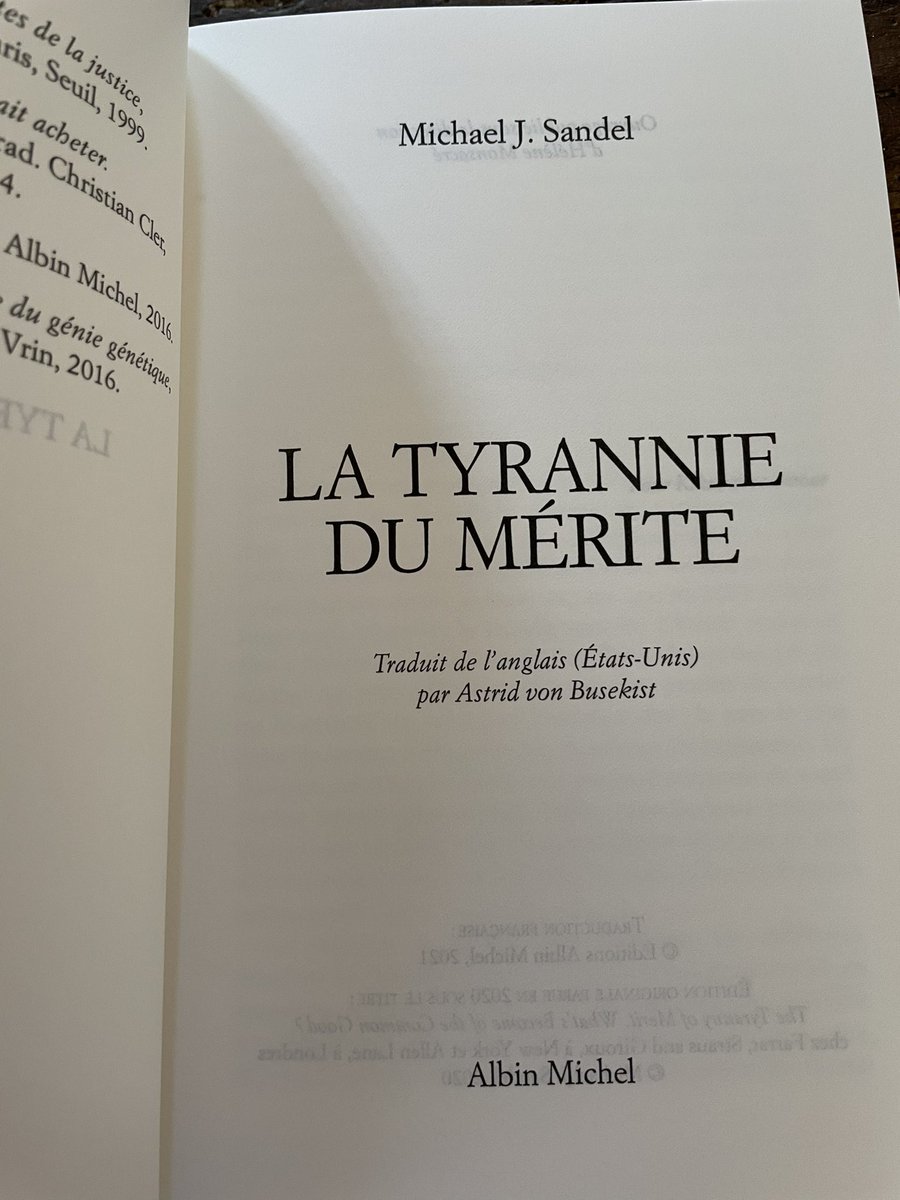 Michael Sandel’s new book - aujourd’hui dans vos librairies ...