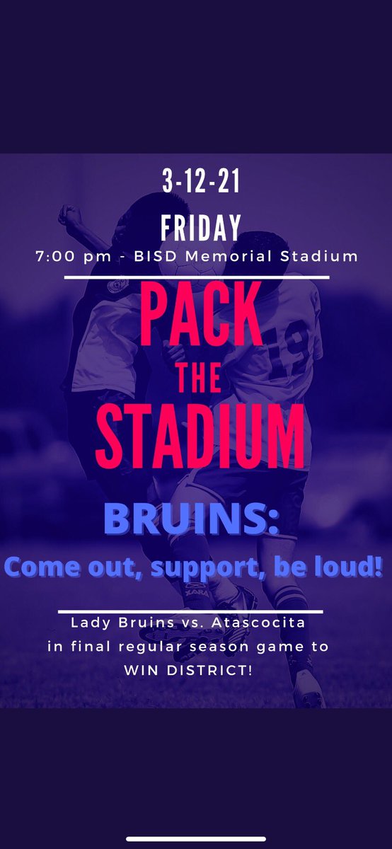 everyone show up on friday!! pack the stands while our lady bruins fight to be district champs!! 💙❤️