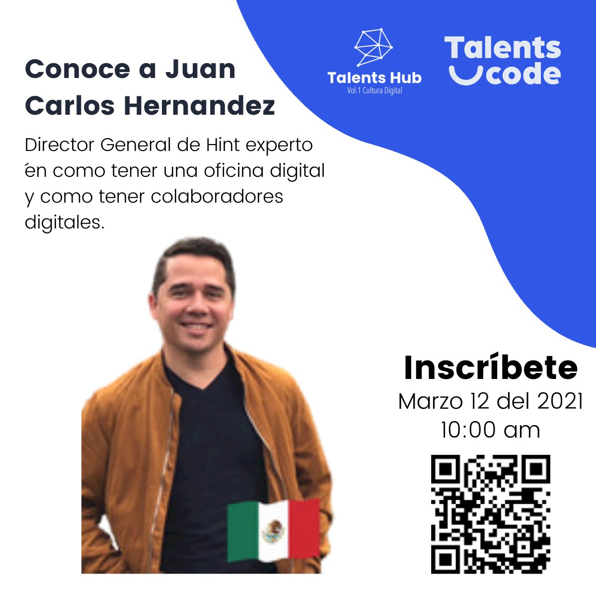 TalentsCode's tweet image. ¿Quieres tener un #teamwork de alto rendimiento y desarrollar tu #negocio #digital a otro nivel? Juan Carlos Hernández nos dice en el Talents Hub inscríbete aquí: bit.ly/3ktrflo es este viernes 12 a las 10 de la mañana.#RRHH #Culturaempresarial #business #productividad