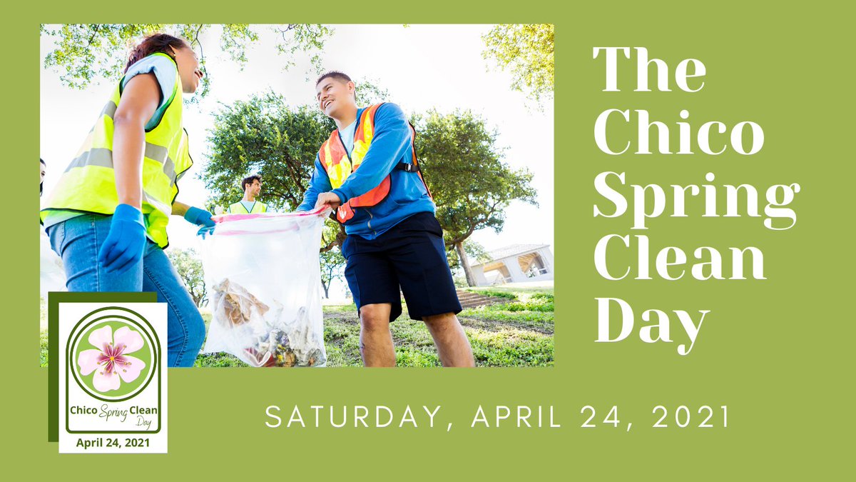ChicoCityof's tweet photo. The Chico Spring Clean Day is coming Saturday, 4/24 to a park, greenway, or open space near you!
This City Council-inspired community cleanup event will run from 9am-12pm. Sign ups for this event will go live on our website starting March 15th! https://t.co/xeZIKUhLwE