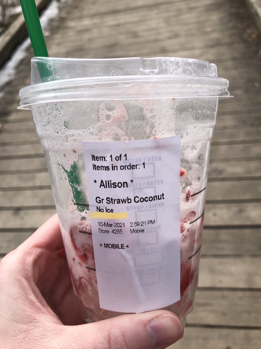 Miss_Allison_D's tweet image. When you specify NO ICE and finish the drink to find 1/4 of the cup of ice #starbucksproblems 
I didn’t PAY for a cup of ice. Well it was free but that’s not the point.