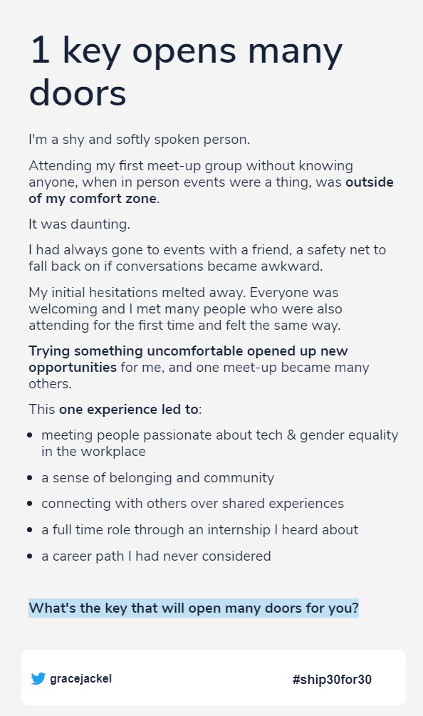 gracejackel's tweet photo. In 2019 I attended my first @WWCodeMelbourne meet-up event 👩‍💻

I was nervous but I'm glad I went!

- #Ship30for30 Day 24 🚢 https://t.co/Mc6GBdRFEb