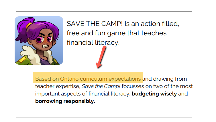 kraekerc's tweet photo. @MsKisilak @MrsHughes13 @annandaleps On the topic of #financialliteracy there is a game created by @MeridianCU where Ss use financial knowledge to #savethecamp https://t.co/g4xLdslMco Also on @iTunes & @GooglePlay TeacherGuide is here https://t.co/7pDhqzlTPc Article from @smartsaverorg https://t.co/f5S0le38rm https://t.co/dZxDQiNqZb