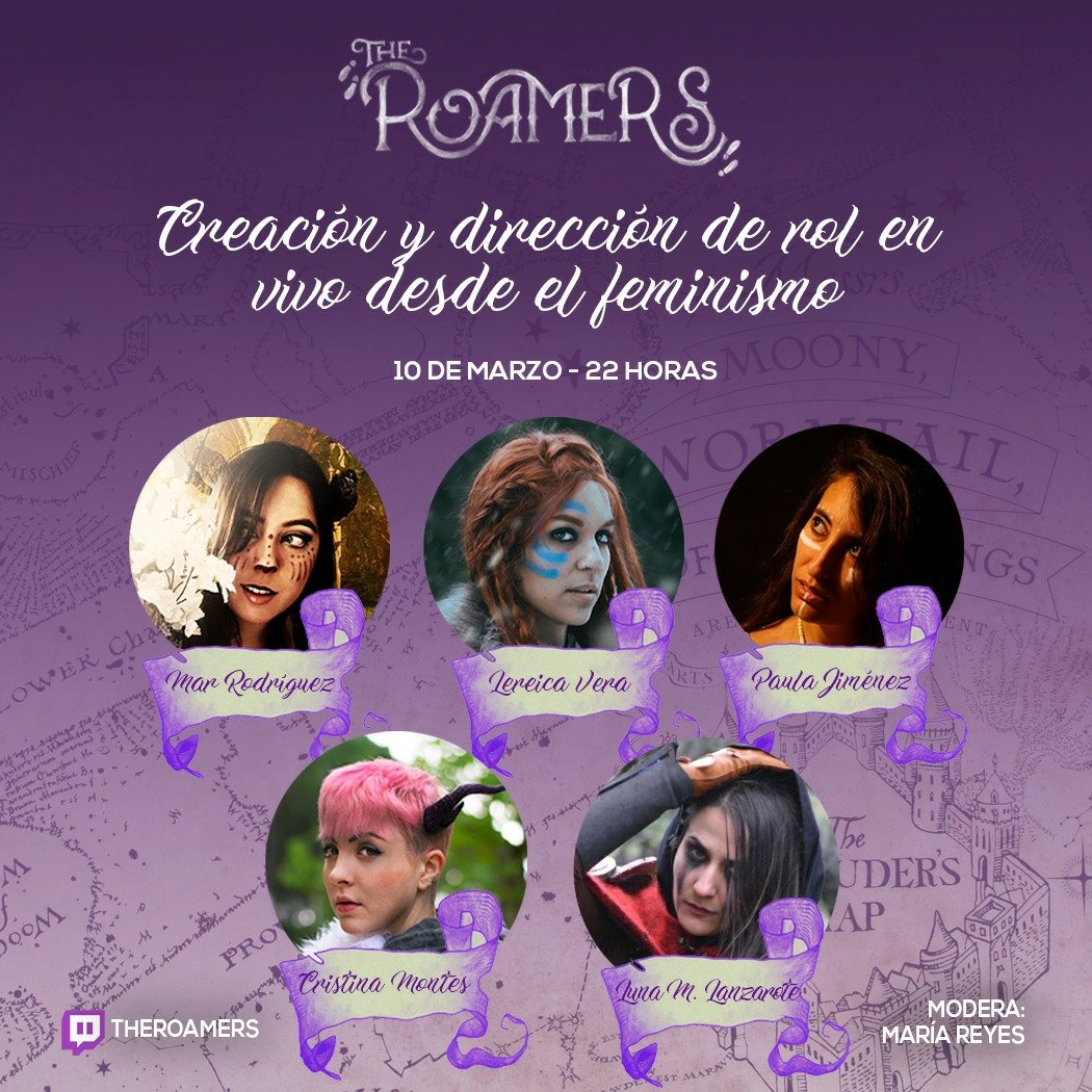 En breves minutos en twitch tenéis en directo la charla de estas creadoras de Rol en Vivo! Entre ellas <a href="/IshereLartnec/">Luna Martín</a> <a href="/Mar_ayea/">Mar ~</a>

A las 22h (hora española) en m.twitch.tv/theroamers