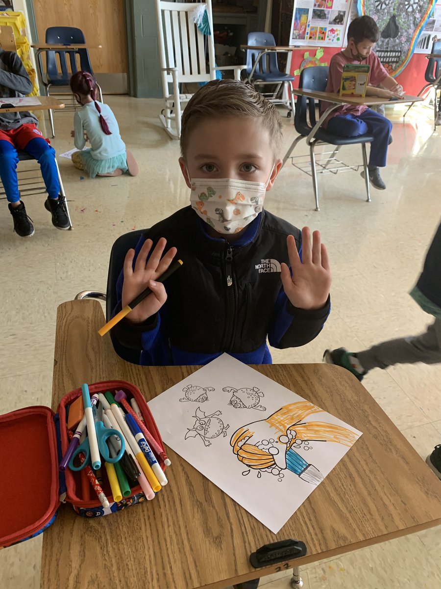Hey that’s me! 👀 ❤️ 🦝 Check out my friends in Ms. Hage's Art class @ PES! 🎨 I am so impressed with their artistic talents but also their exceptional mask wearing! Sending some special air hugs to these fellow Safety Superheroes for making me feel so loved! #stayingsafetogether
