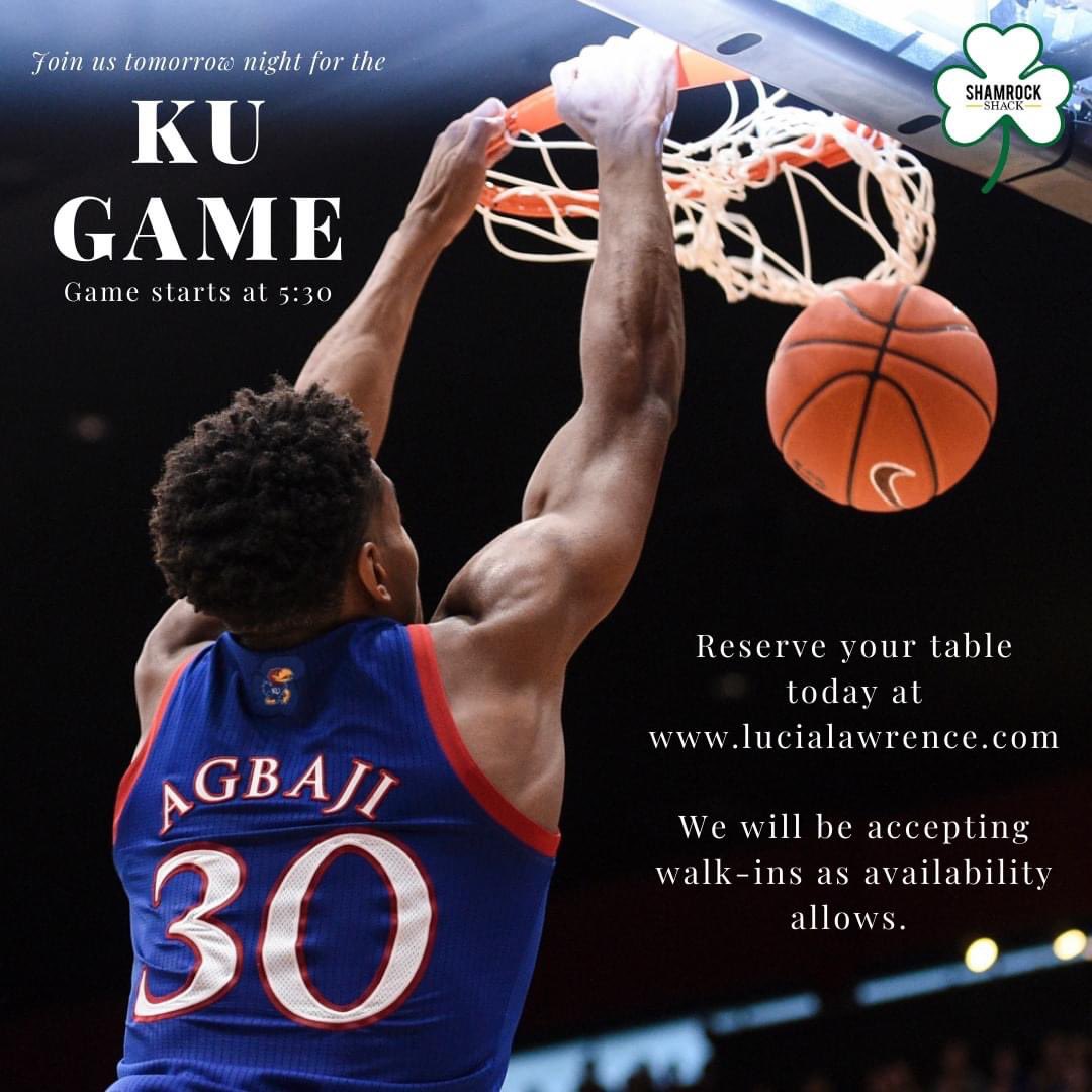 Join us tomorrow night for the Jayhawks' first game in the Big 12 Tournament and our grand opening!

Make your reservations today at lucialawrence.com

Walk-ins will be welcome as availability allows.