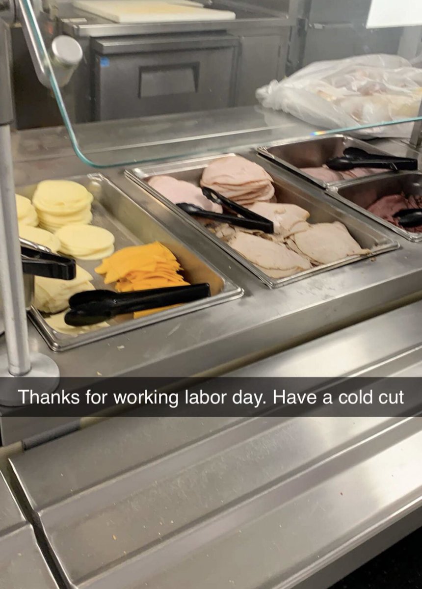 This will never not be funny. Our expansive lunch selection in our hotel cafeteria during Labor Day weekend. #serverproblems #sadsecretarylunch #ham #serverlife
