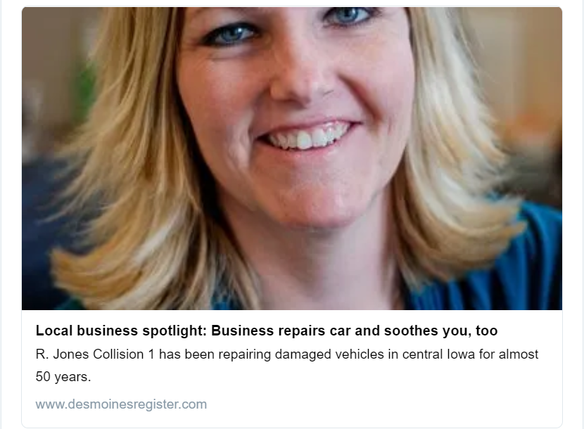CollisionRJones's tweet image. #WomensHistoryMonth: here's a throwback from 2014, featuring 1Collision R Jones Owner, Christy Jones, and her inspirational story! loom.ly/e6LRdkA 

#DSMUSA #collisionrepair #autobodyrepair #desmoines #urbandaleia #womenbusinessowners  #familybusiness  #DesMoinesRegister