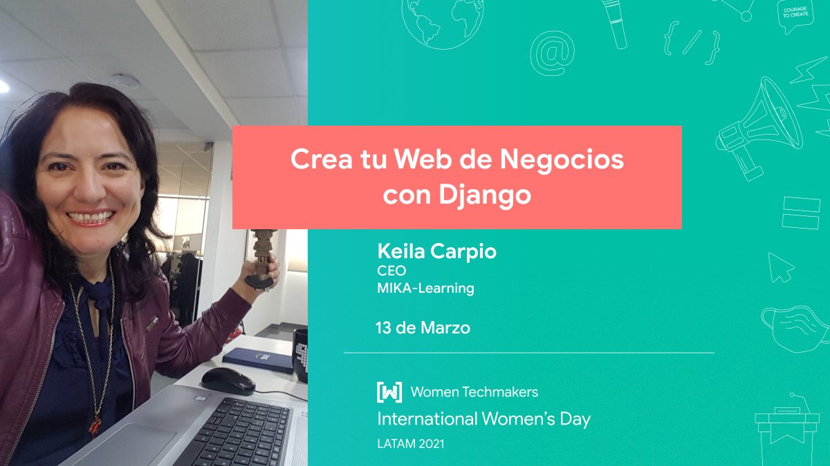 "Keila Carpio - Expositora en International Women's Day LATAM

CEO MIKA-Learning, Perú. Profesional en Computación e Informática. Coordinadora en <a href="/witperu/">WIT Perú</a>. Apasionada en la creación de soluciones innovadoras en un marco de trabajo ágil.

➡️Regístrate en : bit.ly/IWDLatam21"
