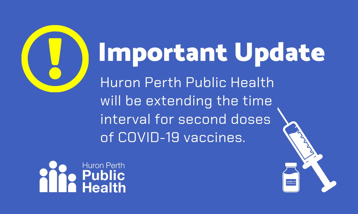 HPPublicHealth's tweet photo. In keeping with provincial direction, HPPH will be extending the time interval for second doses of #COVID19vaccines. This change means more people will be protected sooner. Read more: https://t.co/vwpbMNYbz4 #VaccinesWork https://t.co/S7DK7uuUTv