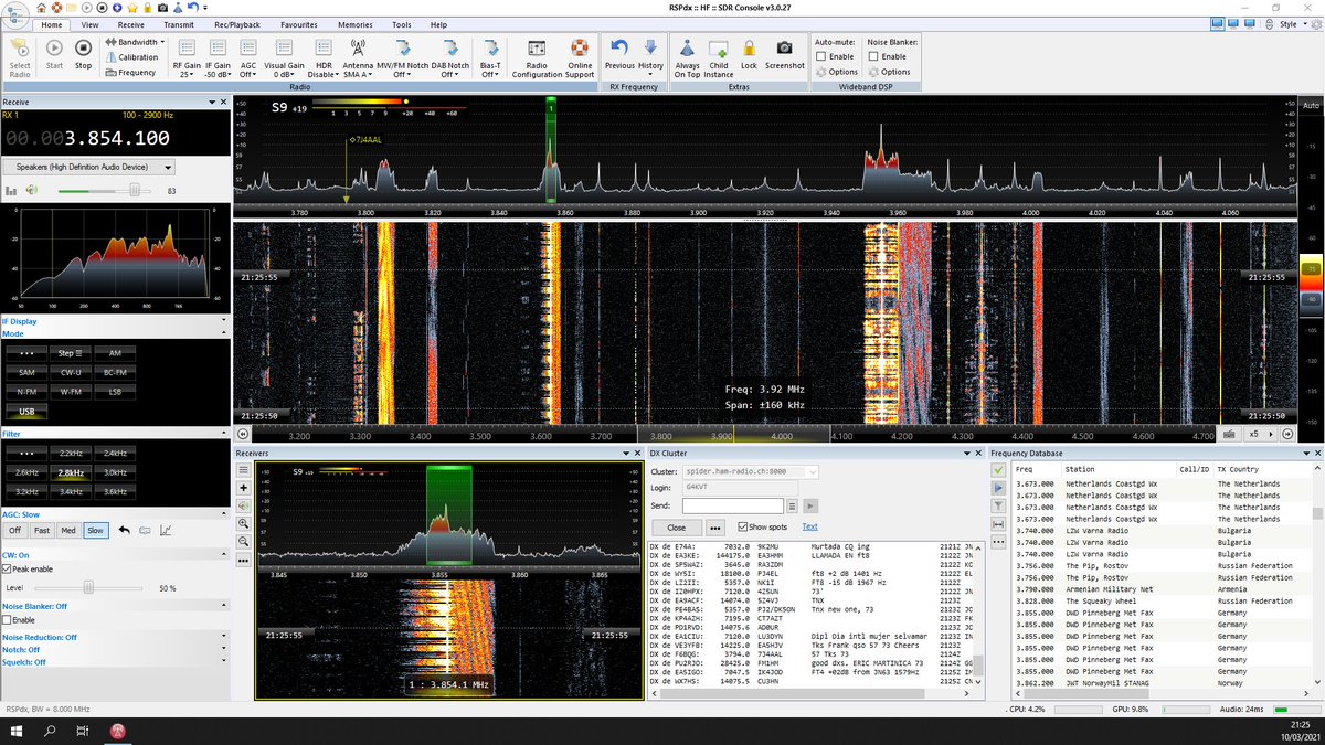 G4KVT's tweet image. HF is a wonderful sight #hamr #sdrconsole #rspdx #deltaloop