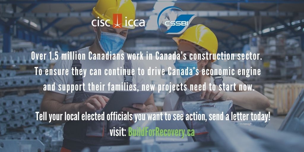 CSSBI's tweet image. The construction sector is ready to rebuild Canada’s economy - all levels of Gov&apos;t must deliver on infrastructure investments now to get projects started! #BuildForRecovery #COVID19 @ASKIED @ISED_CA @CathMckenna @FinanceCanada @Canadianpoli @JustinTrudeau buildforrecovery.ca