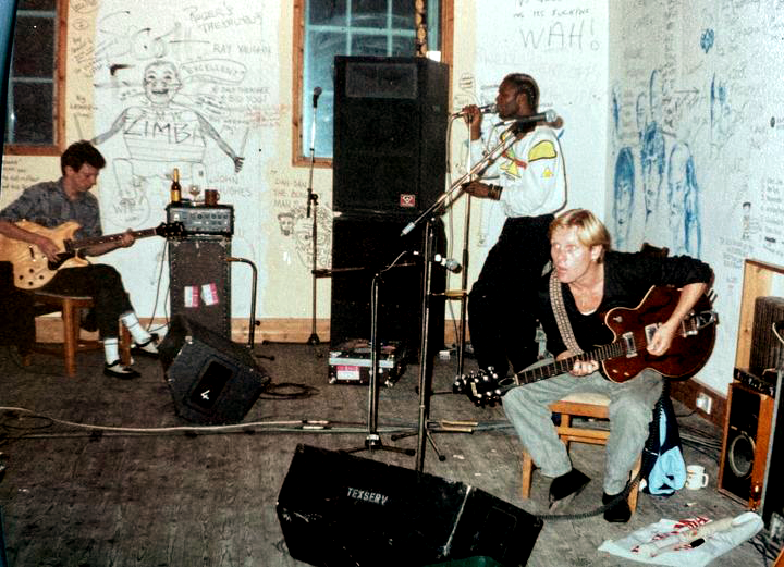 Here's me, Roger and Kevin at rehearsals for the first @goGeneralPublic album. Looking forward to being back in graffiti covered dressing rooms, ready to go on stage! So, keep it tight and keep it safe, we might all be back at it by summer! RIP Rog' and Kev'. -x
