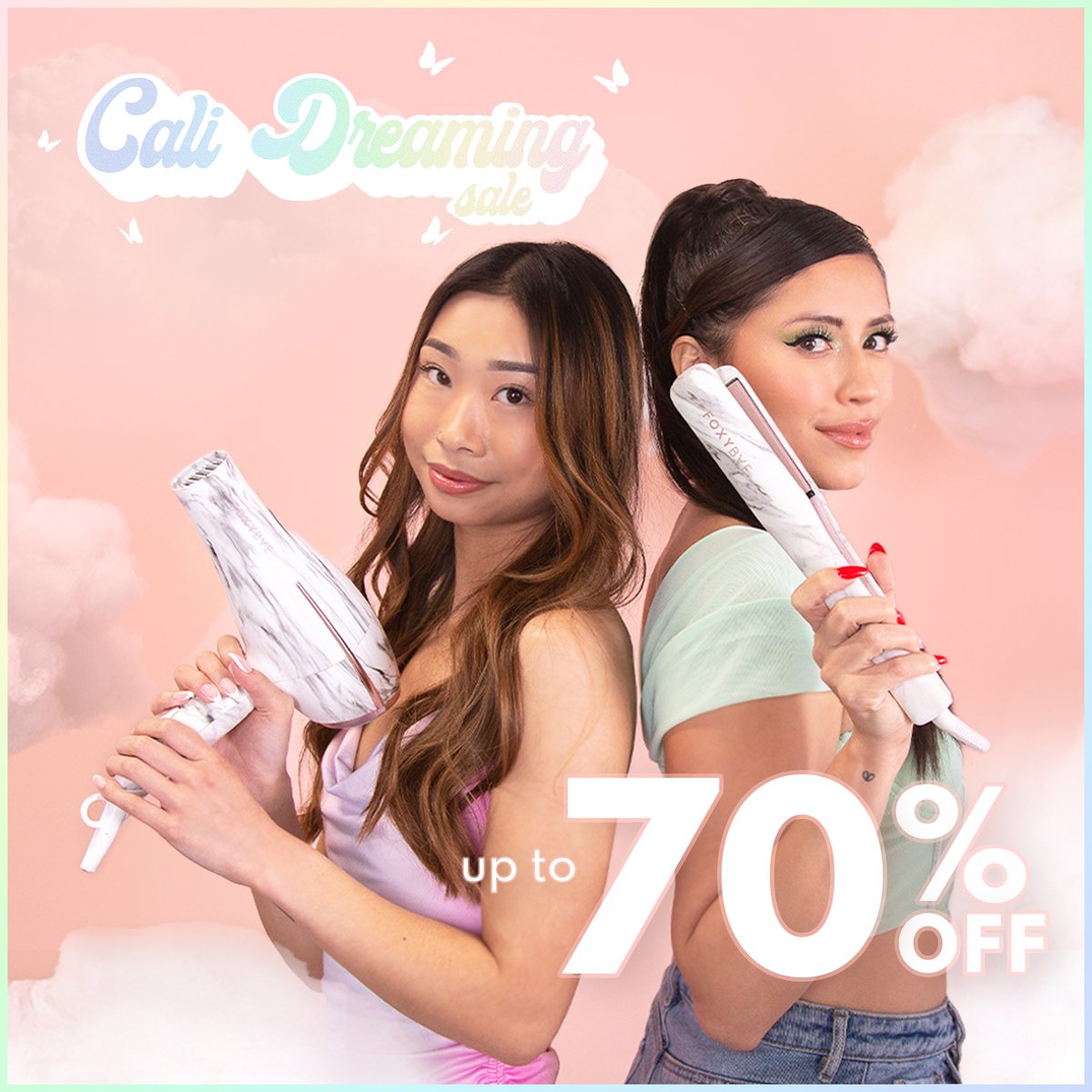 foxybaehair's tweet image. The dreamiest deals of the season ☁️ Our California Dreaming sale is LIVE! Get up to 70% off all your favorite foxy products! Head to FoxyBae.com to get started 😉✨

#FoxyBae #StayFoxy #NoFoxGiven