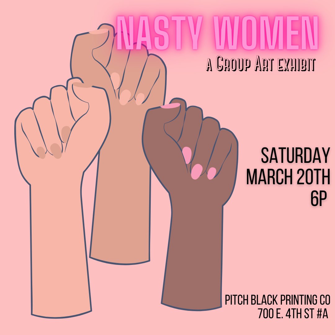 pitchblackprint's tweet photo. We are hecka excited about this month's group art exhibit coming to our Gallery on March 20th!! https://t.co/szHpFAs8Fl