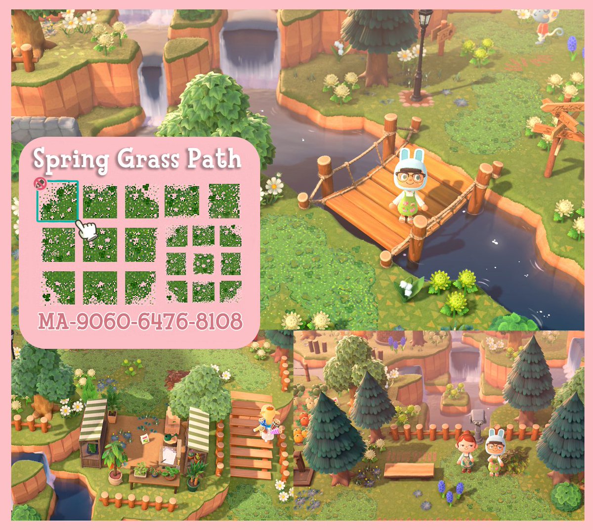 Aliciakarima_'s tweet photo. The Spring Path I made. 🥺 Check it out: MA-9060-6476-8108 ✨ #acnh #AnimalCrossingNewHorizons #AnimalCrossingDesigns #grasspath #custompath https://t.co/tP6EQgjIre