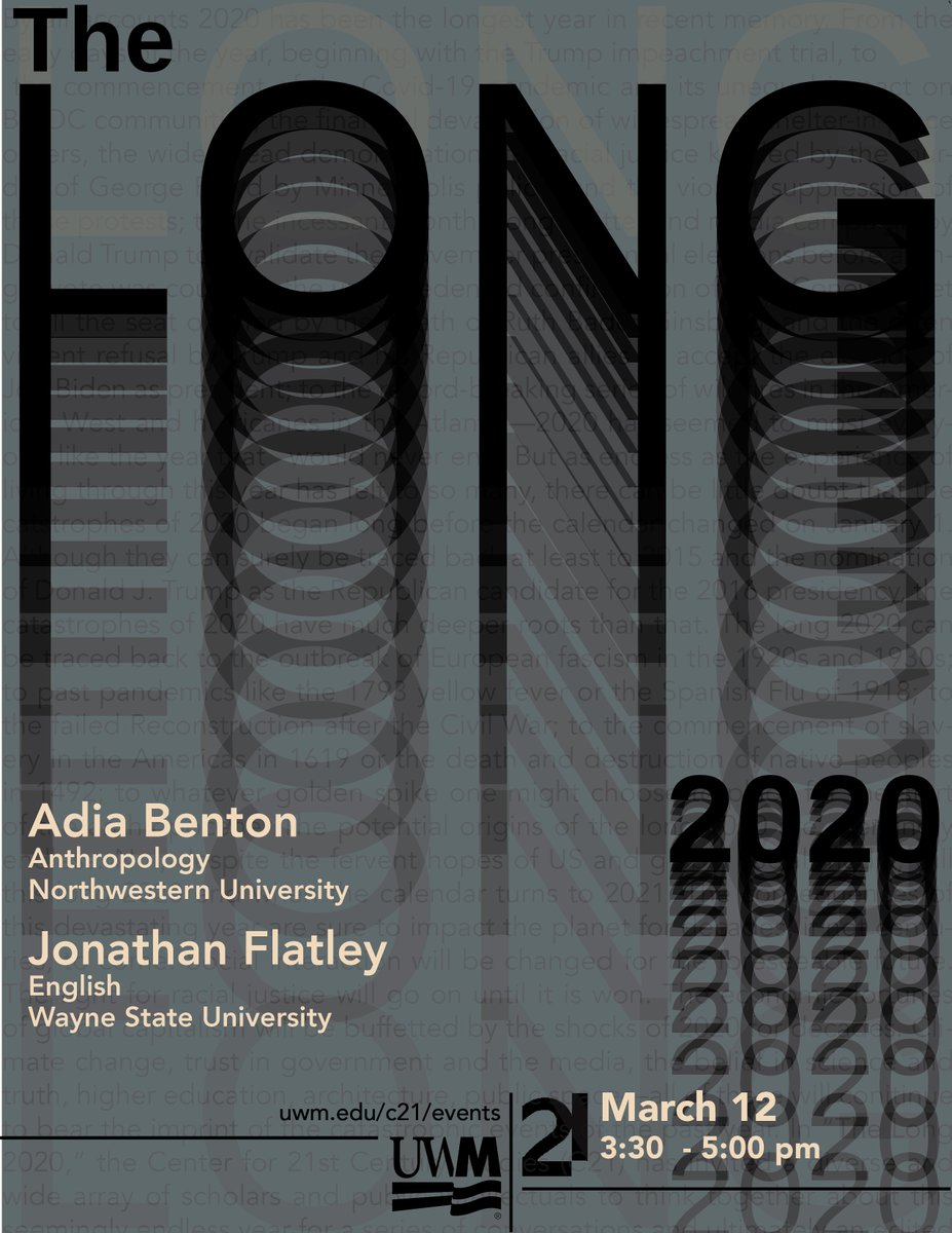 center21's tweet photo. Affect theorist Jonathan Flatley in conversation with anthropologist @Ethnography911 in our next #Long2020 event 3:30 pm CT this Friday. They'll discuss #BLM and anti-police activism and contact tracing.
Learn more and register here: https://t.co/Dy8qlypaSv https://t.co/XCM82j1dgm