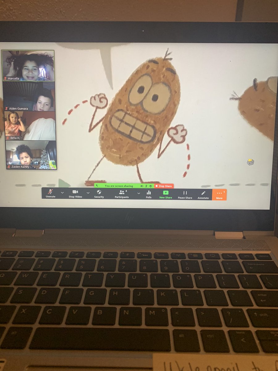 klmalley's tweet photo. WACKY WEDNESDAY- today we read “Potato Pants” on our zoom! The kids loved it and laughed so hard! We followed it up with a virtual dance party! So much fun! 🐝❤️🐝@SunshineBees @officialSPS #SPSreads #2ndgrade https://t.co/7XqqHoEsGo
