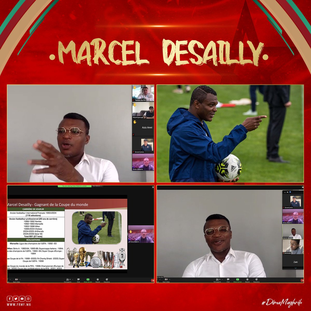 FRMFOFFICIEL's tweet photo. A passionate and encapsulating presentation on the @CAF_Media @FRMF #ProLicencecourse from world-cup winner @marceldesailly that gave insight into his experiences up to the present day⚽️🇲🇦 https://t.co/hctge0o4Se