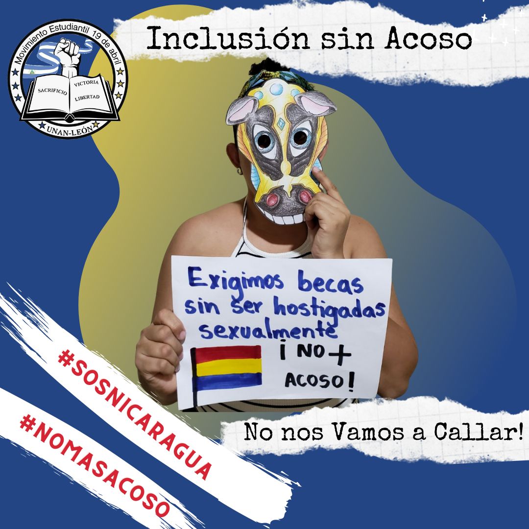 Mov19leon's tweet photo. Tenemos derecho como estudiantes mujeres a acceder a cualquier tipo de beca si tener que pagarla con favores sexuales a los dirigentes de diferentes asociaciones de facultades.
#InclusionSinAcoso #SOSUnan #SOSNicaragua #NoMasViolencia #DirigenciaEstudiantilAbusadora
#NoNosVamosaC https://t.co/rdHe6eJFjP