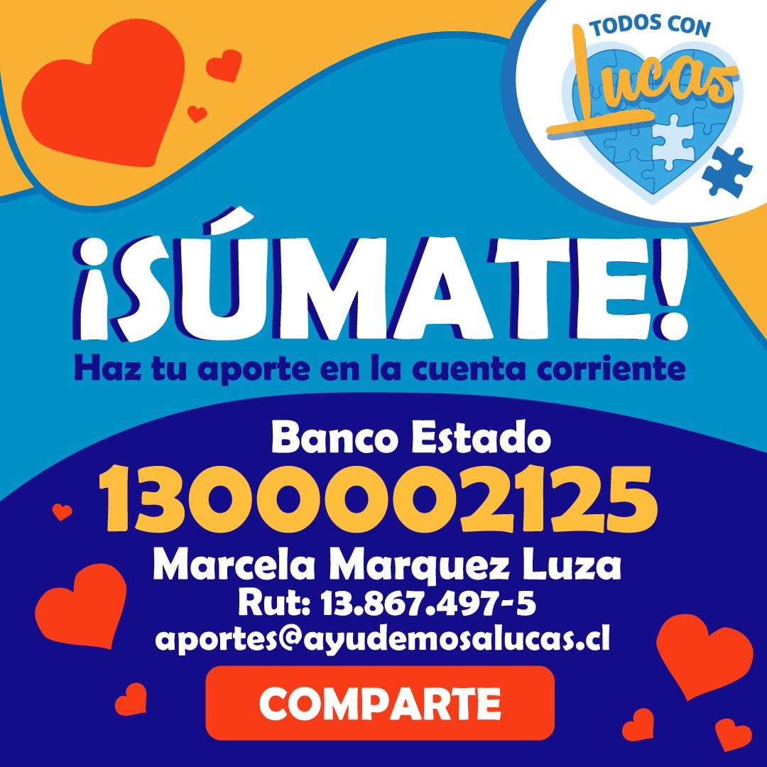 ayudemosalucas1's tweet photo. 🗣Hacemos un llamado URGENTE! Necesitamos viralizar la historia de Lucas y llegar pronto a la meta 🏁. Estamos a $65 millones para comprar #ZolGenSMA, salvar su vida y ganarle a la Atrofia muscular espinal #AME ¡Vamos #TodosconLucas 💪🧩💙 ! RT https://t.co/A78o9JcG3B