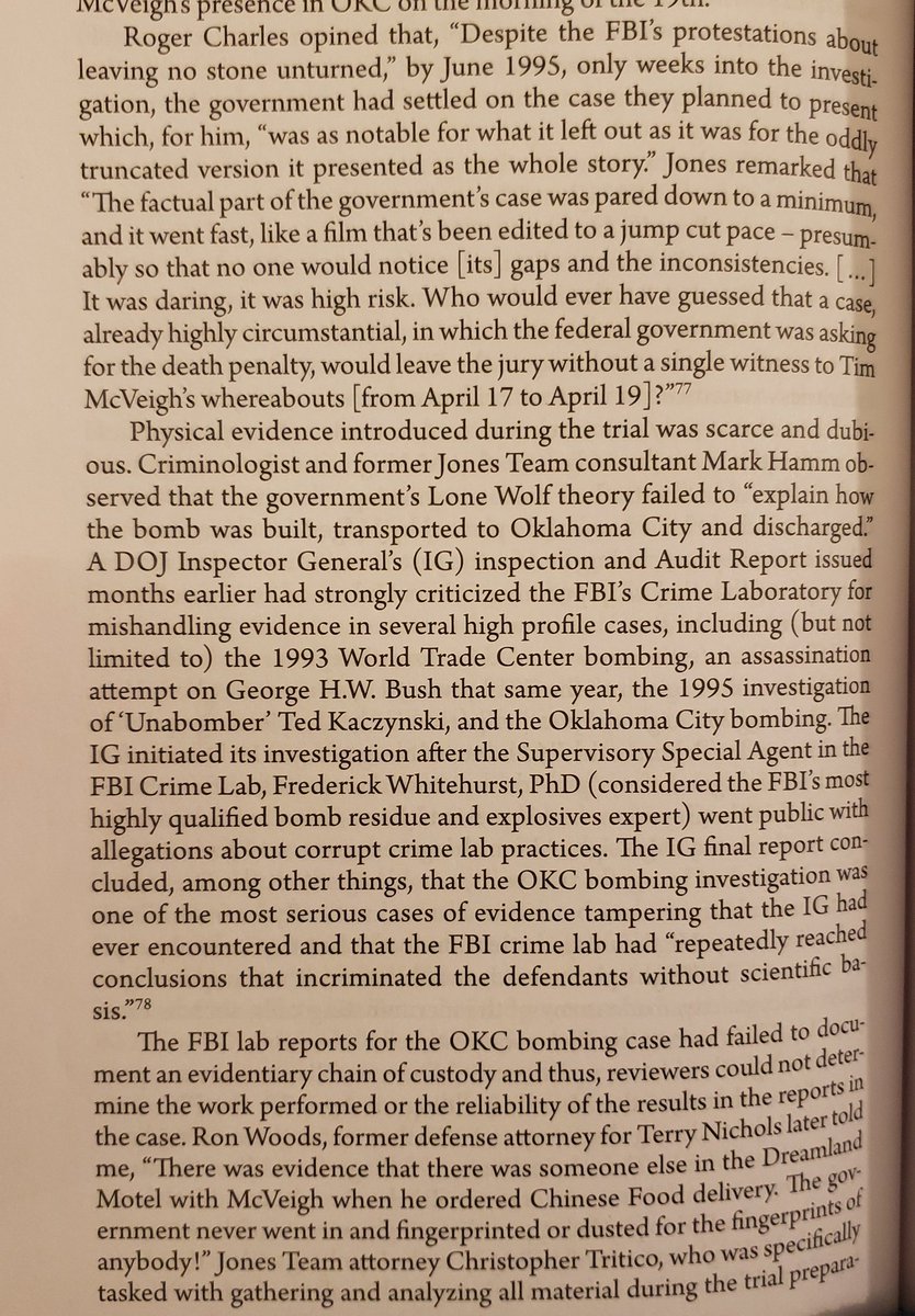 At McVeigh's trial, not a single witness was called to testify about the suspect's whereabouts between April 17 and 19. Limited physical evidence was presented, because the FBI crime lab with embroiled in a massive scandal.