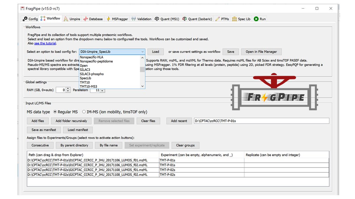 Announcing the release of #FragPipe 15. Improvements in all modules, including MSFragger and IonQuant. Support for TMT, SILAC, LFQ-MBR quant, FAIMS, open PTM searches, glycoproteomics, HLA/peptidomics, spectral library building for DIA analysis, and more. fragpipe.nesvilab.org