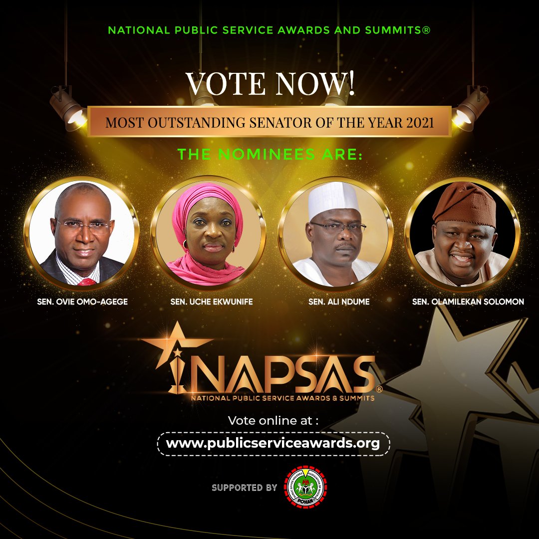 NGPublicService's tweet photo. MOST OUTSTANDING SENATOR OF THE YEAR 2021

https://t.co/EOx7j2Yef1

@OvieOmoAgege
@SenUcheEkwunife @alindume @YAYIAdeola @DSGovernment @ProfZulum @followlasg @NGPublicReports @LeadershipNGA @MobilePunch @TheNationNews @nigeriantribune @MobilePunch 
#PublicService2021 https://t.co/33Zk6PyL9w