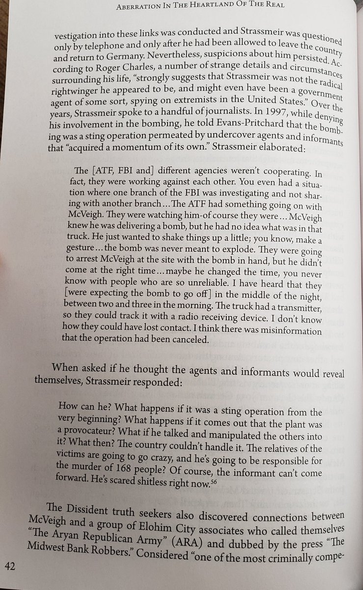 Also, during this 1993-95 period, it is likely that McVeigh was running with an Aryan Republican Army gang of bank robbers. Bomb parts he'd stolen from Roger Moore wound up at an ARA safe house in Ohio