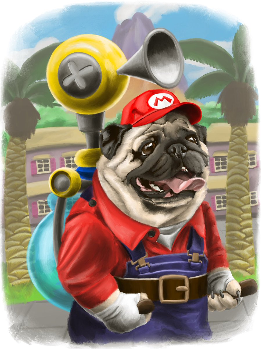JacobMiltSmith's tweet photo. Happy Mar10 day! So this is a repost, but I had to celebrate Mario!

#drawing #illustration #art #procreate #digitalart #artwork #artist #utahartist #portrait #petportrait #pet #dog #mario #supermariosunshine #luigismansion #luigi #nintendo #pug #puglove #puglover #Mar10Day https://t.co/T15v64VJpi