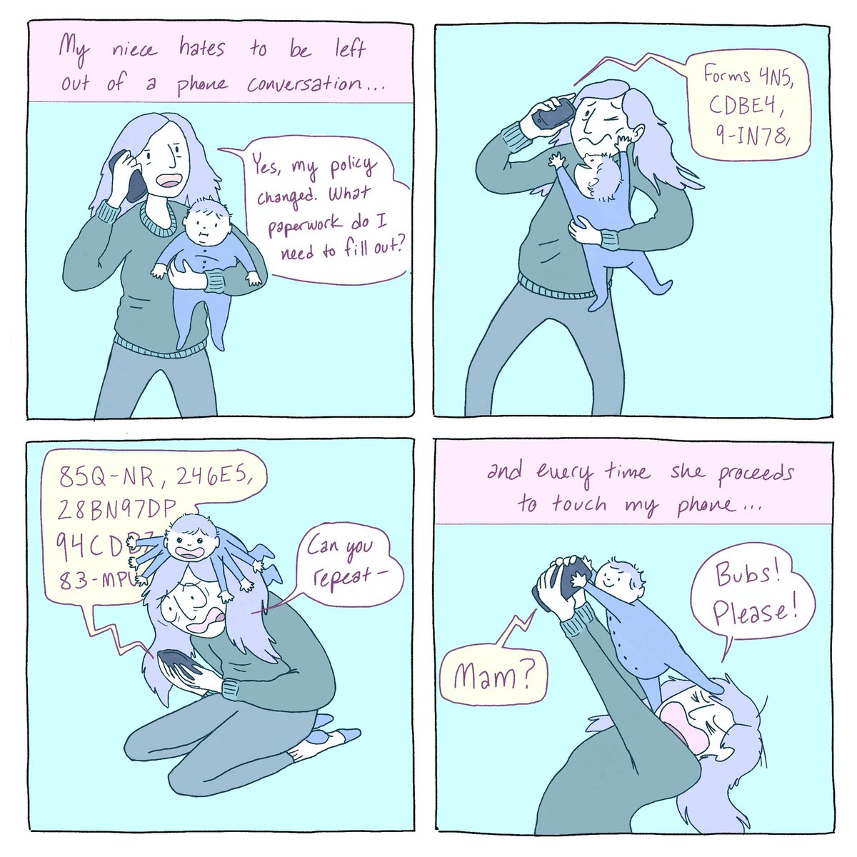 ckillustrations's tweet photo. It’s a workout talking on the phone with the Bubs💪👼

#auntlife #childcare #comics #cutecomics #baby #niece #illustrationartists https://t.co/3uvQYdATBA