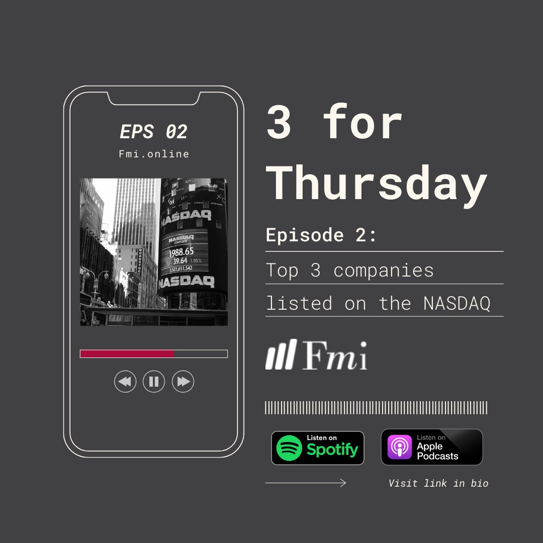 fmieducation's tweet photo. In the 2nd episode of 3 for Thursday, Justin and Chris from @fmieducation explore the top 3 companies listed on the NASDAQ.

Listen to the episode here: https://t.co/0Gc7ywh6xa

#podcast #3forthursday #fmionline #fmi #financialmarkets #stockmarket #audio #nasdaq #stocks https://t.co/YIpibaO6cU