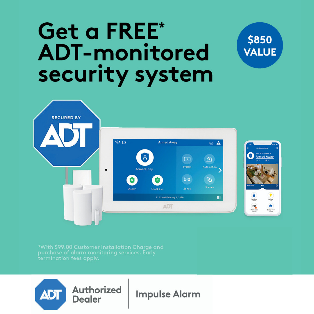 ImpulseAlarm's tweet image. We're making it easier than ever for you to help protect what you value most with a FREE ADT-monitored security system. Contact one of our local sales experts today to learn more!
