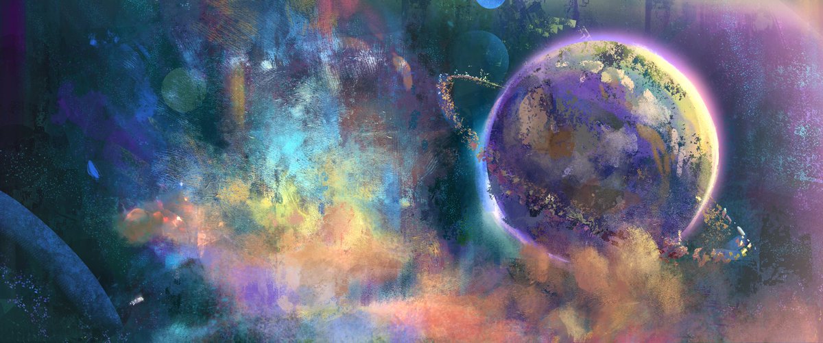 Space! 🚀 Tried to make big things like planets and ships seem small 🌏 🔍👀 #painting #artist #visdev #digitalpainting #visualdevelopment #conceptart #pleinair #animation #color #lighting #illustration #illustrationpainting #conceptartist #painting #anime