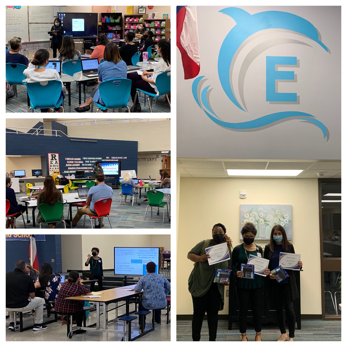 EilandKISD's tweet photo. A big thank you to @4thgradeparade, @ECornejoKlein &amp; @kloneal2 for leading teacher learning sessions at our Eiland University today! #ForeverLearners #HoningOurCraft #EilandFanTheFlame 💪🐬 https://t.co/4344OhRAyd